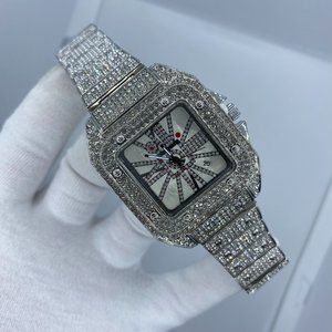 Square Design Iced Out Color Detailed Watch